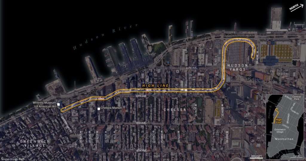 mapa do high line em nova york