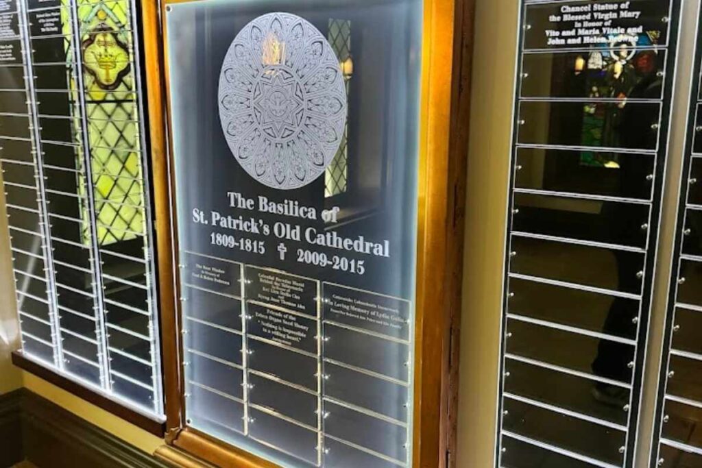 Interior da St. Patrick's Old Cathedral. Foto de nossa viagem em Maio de 2024