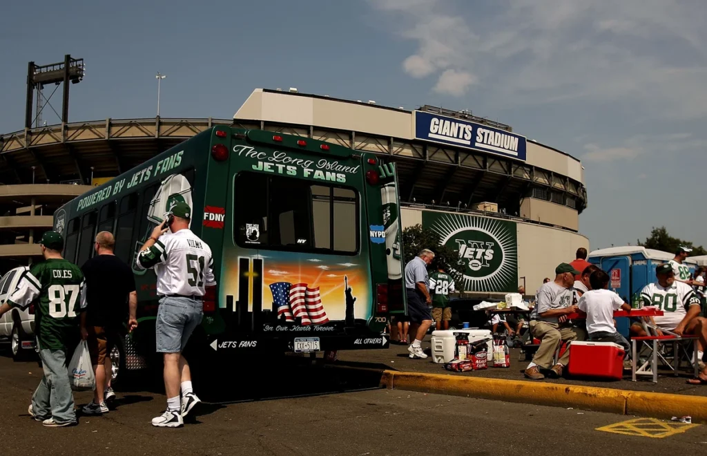 A atmosfera antes de um jogo da NFL no Metlife Stadium