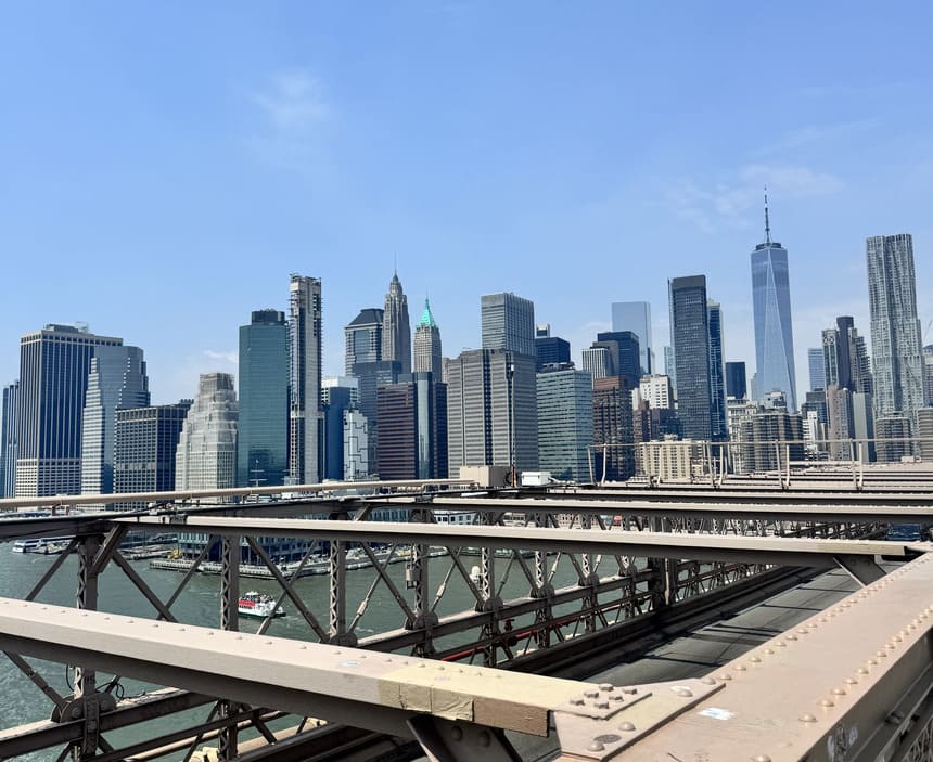 Skyline de Downtown Nova York vista a partir da Ponte do Brooklyn - foto autoral