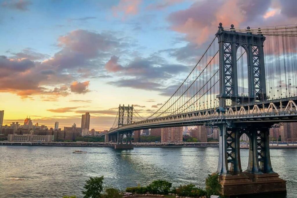 comparativo ponte manhattan brooklyn bridge ponte manhattan ao entardecer
