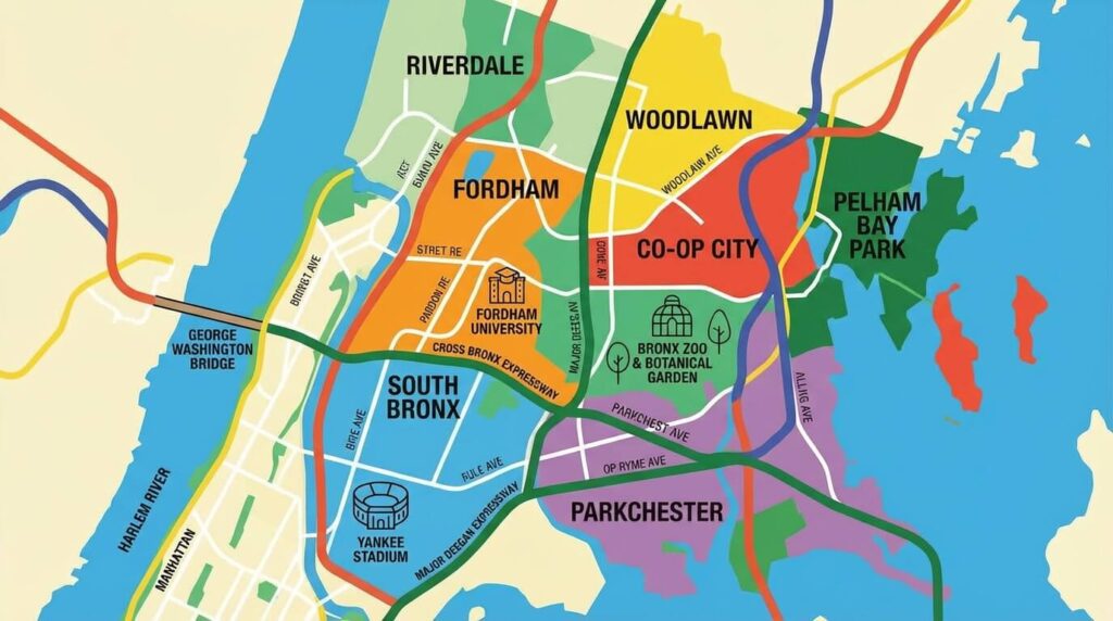 mapa do bronx em nova york - imagem autoral
